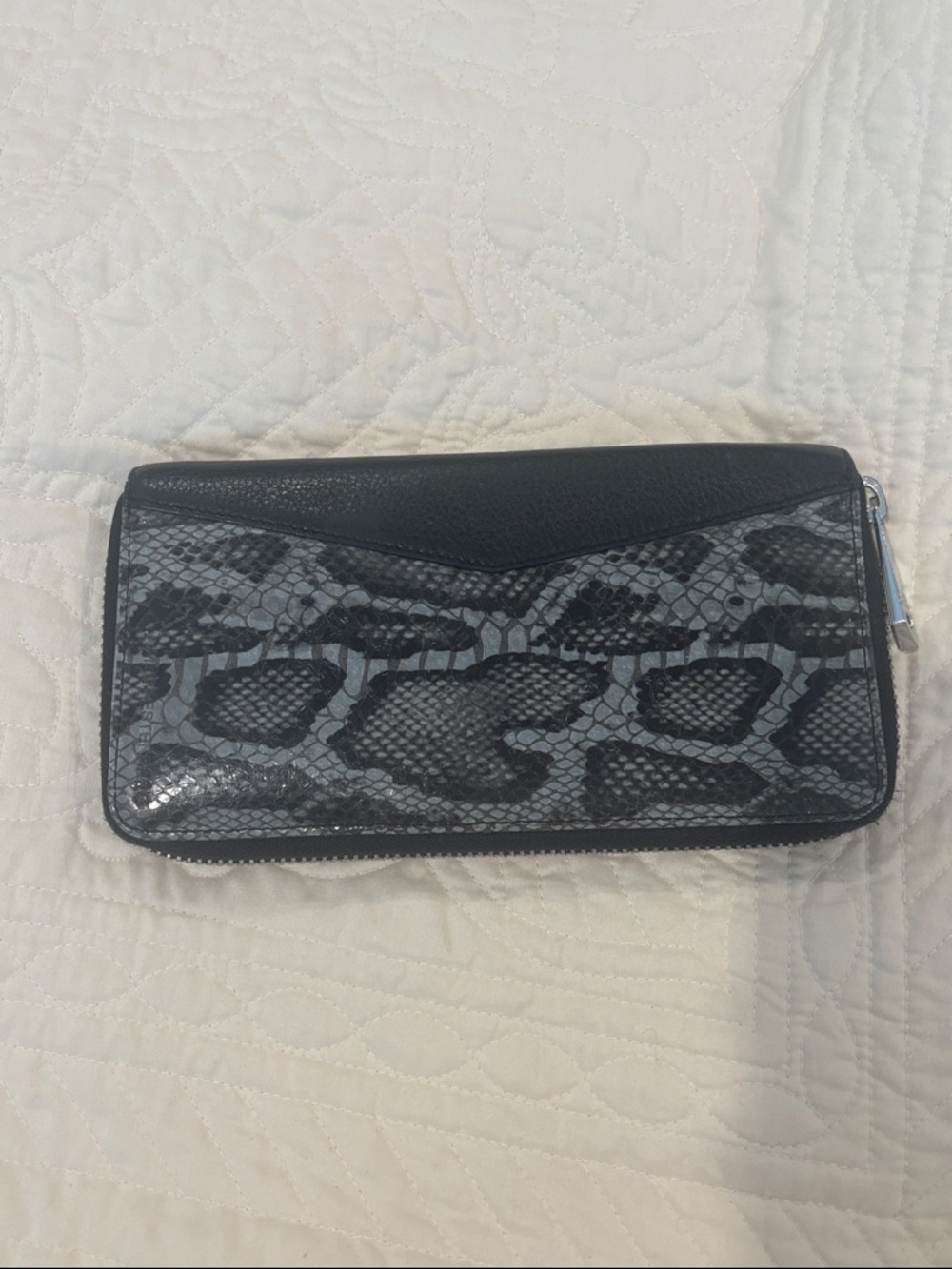 Black and Gray Snake-Print Zip Wallet Aimee Kestenberg